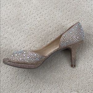 Kelly & Katie open toe sparkly heels